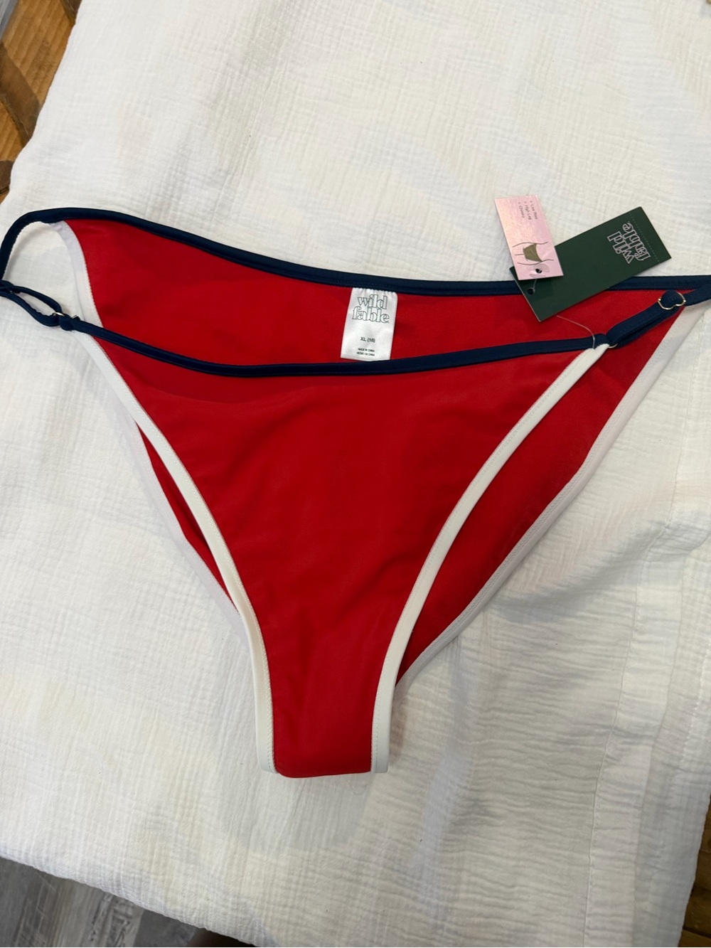 wild fable Red Bikini Bottom with Navy and White Trim